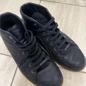 Gucci Dark Blue Leather High-Tops